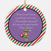 Pickleball Weihnachtself, Keramik Ornament (Hinten)