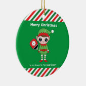 Pickleball Weihnachtself, Keramik Ornament (Rechts)