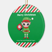 Pickleball Weihnachtself, Keramik Ornament (Links)