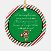 Pickleball Weihnachtself, Keramik Ornament (Hinten)