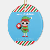Pickleball Weihnachtself, Keramik Ornament (Links)