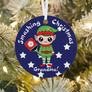 Pickleball Weihnachtself, Metalldekoration Ornament Aus Metall