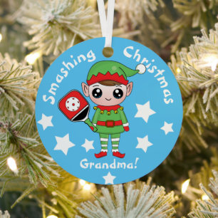 Pickleball Weihnachtself, Metalldekoration Ornament Aus Metall