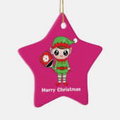 Pickleball Weihnachtself, Star Keramik Ornament (Rechts)