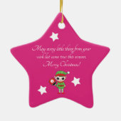 Pickleball Weihnachtself, Star Keramik Ornament (Hinten)