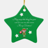 Pickleball Weihnachtself, Star Keramik Ornament (Hinten)