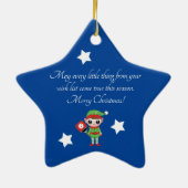 Pickleball Weihnachtself, Star Keramik Ornament (Hinten)