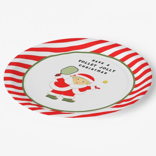Pickleball Weihnachtsfeier Pappteller (Schrägansicht)