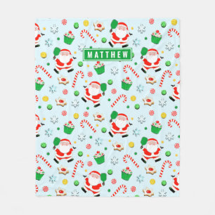 Pickleball Weihnachtsfeiertag Fleecedecke