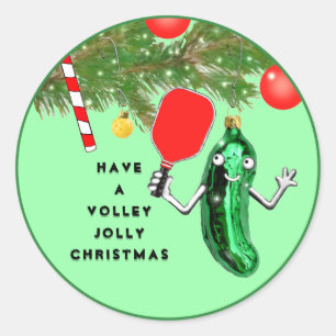 Pickleball Weihnachtsfeiertag Runder Aufkleber