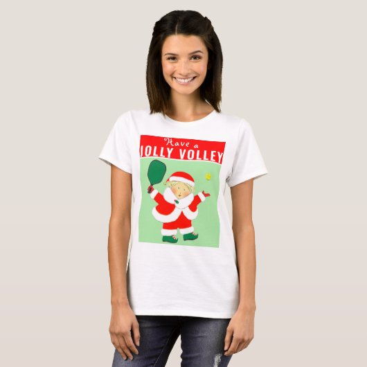 Pickleball Weihnachtsfeiertag T - Shirt (Vorne ganz)