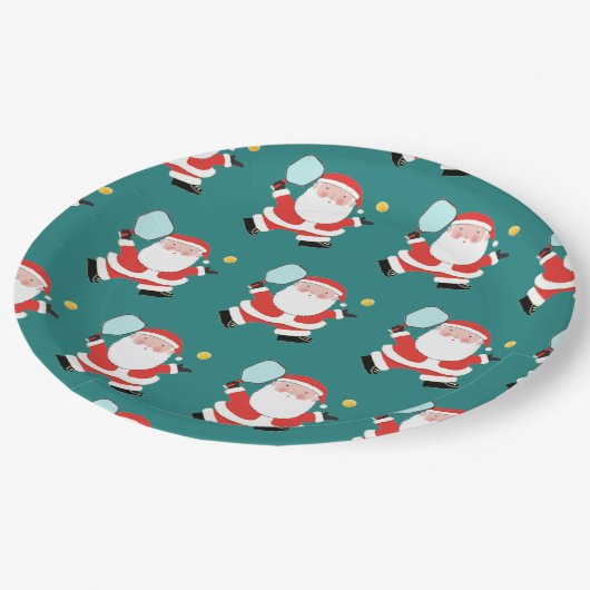 Pickleball Weihnachtsfeiertagen Pappteller (Schrägansicht)