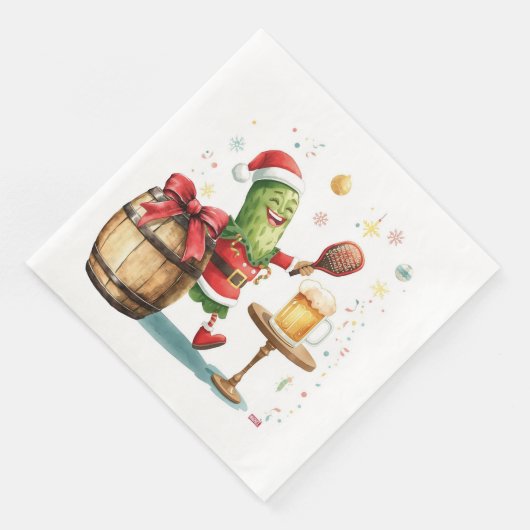 Pickleball Weihnachtsfest mit Bier Serviette (Ecke)