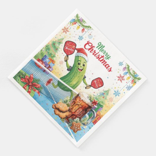 Pickleball Weihnachtsfest mit Bier Serviette (Ecke)