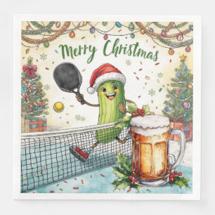 Pickleball Weihnachtsfest mit Bier Serviette