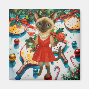 Pickleball Weihnachtsgeschenk für Katzenliebhaber Magnet