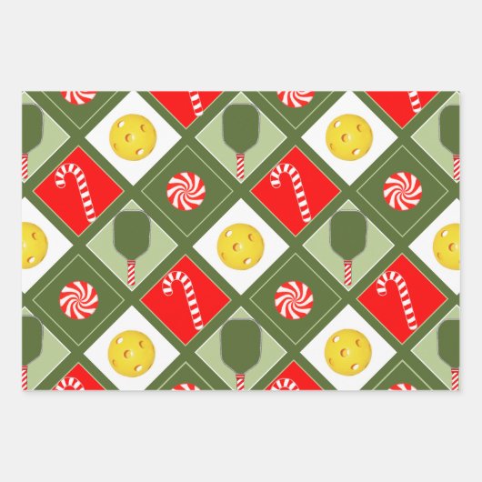 Pickleball Weihnachtsgeschenk Geschenkpapier Set (Vorderseite 3)