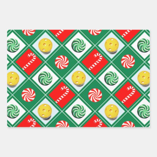 Pickleball Weihnachtsgeschenk Geschenkpapier Set (Vorderseite 2)