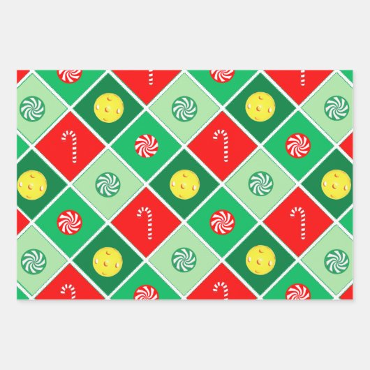 Pickleball Weihnachtsgeschenk Wrapping Paper Geschenkpapier Set (Vorderseite 2)