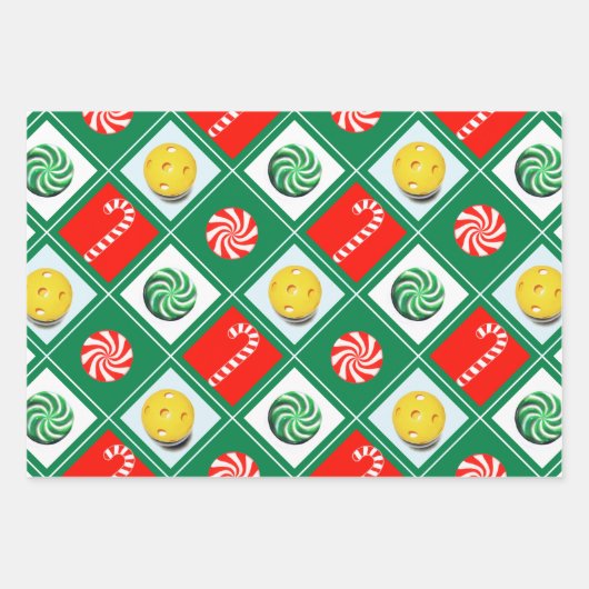 Pickleball Weihnachtsgeschenk Wrapping Paper Geschenkpapier Set (Vorderseite 3)
