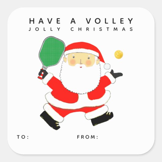 Pickleball Weihnachtsgeschenke Tags Quadratischer Aufkleber (Vorderseite)