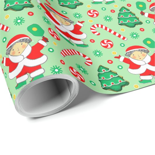 Pickleball Weihnachtsgeschenkpapier Geschenkpapier (Rolleneckpunkt)