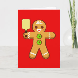 Pickleball Weihnachtsgrüßkarte: Gingerbreadman Karte