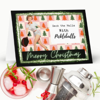 Pickleball-Weihnachtskarte - Lustig - Retro für si Karte
