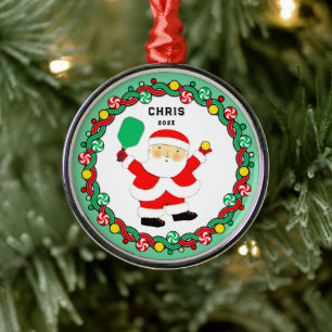 Pickleball Weihnachtsmann Keramik-Ornament Ornament Aus Metall