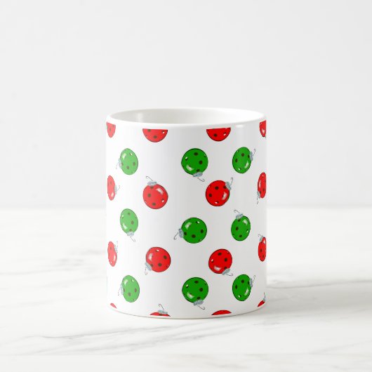 Pickleball Weihnachtsschmuck Red Green auf White Kaffeetasse (Mittel)