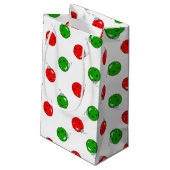 Pickleball Weihnachtsschmuck Red Green auf White Kleine Geschenktüte (Rückseite Schrägansicht)