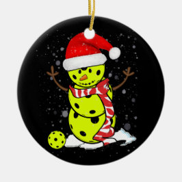 Pickleball Weihnachtsschneemann mit Hut des Weihna Keramik Ornament