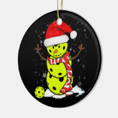Pickleball Weihnachtsschneemann mit Hut des Weihna Keramik Ornament (Links)