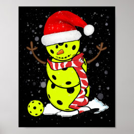 Pickleball Weihnachtsschneemann mit Hut des Weihna Poster