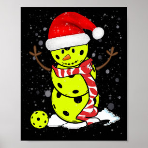 Pickleball Weihnachtsschneemann mit Hut des Weihna Poster
