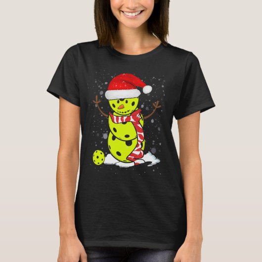 Pickleball Weihnachtsschneemann mit Hut des Weihna T-Shirt (Vorderseite)