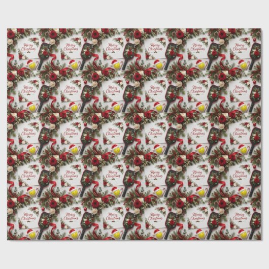 Pickleball Weihnachtsthema  Geschenkpapier (Flach)