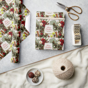 Pickleball Weihnachtsthema  Geschenkpapier