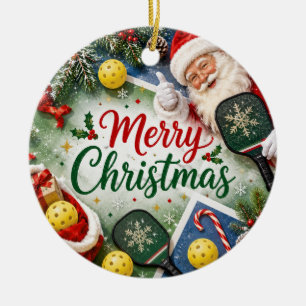 Pickleball Weihnachtsthema Keramik Ornament