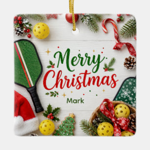 Pickleball Weihnachtsthema Keramikornament