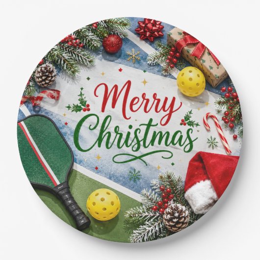 Pickleball Weihnachtsthema Pappteller (Vorderseite)