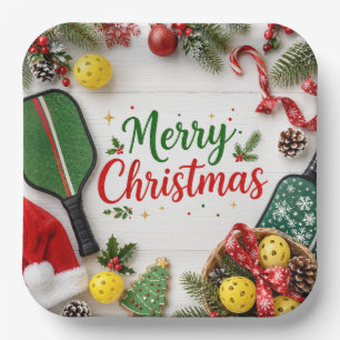 Pickleball Weihnachtsthema Pappteller