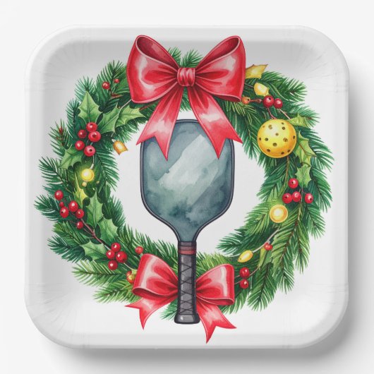 Pickleball Weihnachtsthema Pappteller (Vorderseite)