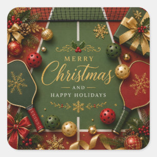 Pickleball Weihnachtsthema Quadratischer Aufkleber