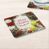 Pickleball Weihnachtsthema Rechteckiger Pappuntersetzer (angewinkelt)