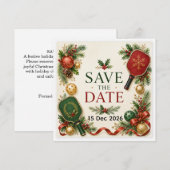 Pickleball Weihnachtsthema Save The Date (Vorne/Hinten)
