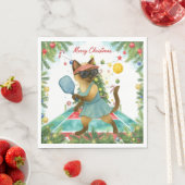Pickleball Weihnachtsthema Serviette (Beispiel)