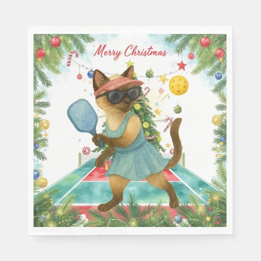 Pickleball Weihnachtsthema Serviette (Vorderseite)