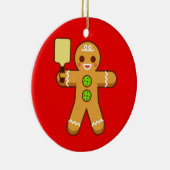 Pickleball Weihnachtsverzierung - Gingerbreadman Keramik Ornament (Rechts)