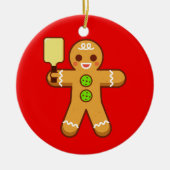 Pickleball Weihnachtsverzierung - Gingerbreadman Keramik Ornament (Vorne)
